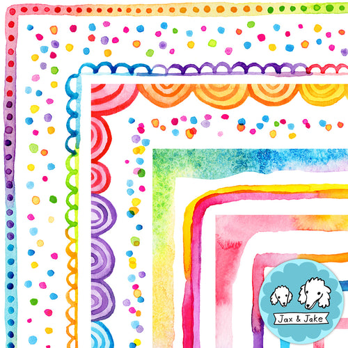 Watercolor Rainbow Clipart Borders