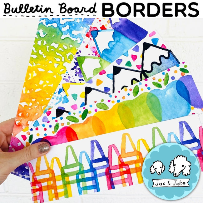 rainbow watercolor bulletin board borders crayon apple boarders